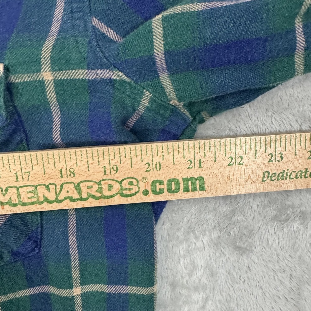 Wrangler Flannel Shirt Mens Medium Wrancher Green Blue Western Pearl Snap Casual - Picture 7 of 10